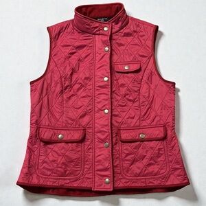 Talbots Petites Red Quilted Vest Size MP